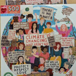 Eeboo Climate Action 500 Piece round puzzle